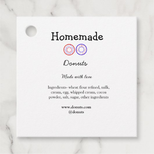 Eigene Donuts mit Liebe ergänzen Text-Website Geschenkanhänger (Vorderseite)