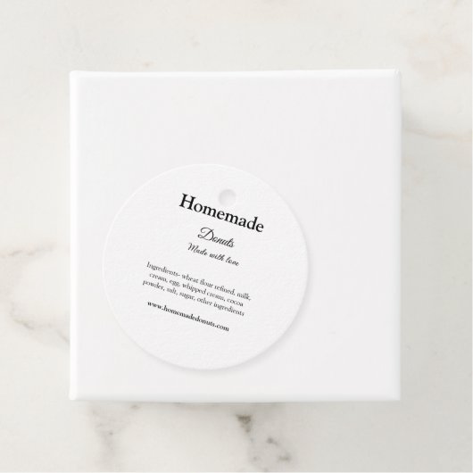 Eigene Donuts mit Liebe ergänzen Text-Website Geschenkanhänger (Beispiel)