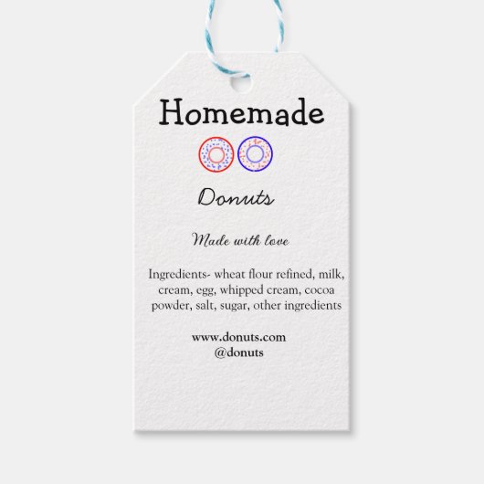 Eigene Donuts mit Liebe ergänzen Text-Website Geschenkanhänger (Vorderseite)