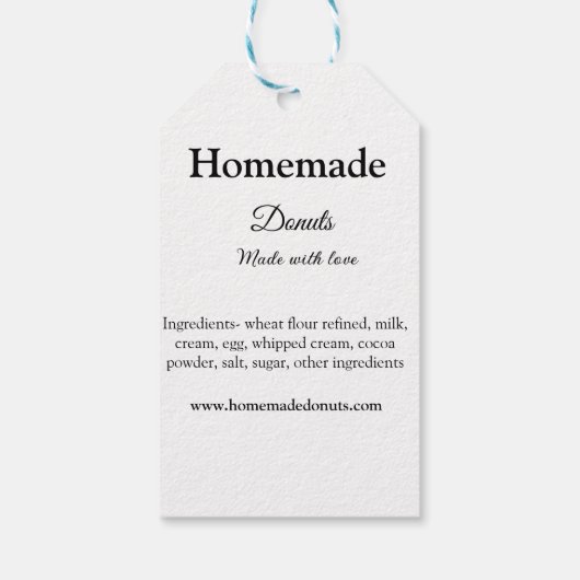 Eigene Donuts mit Liebe ergänzen Text-Website Geschenkanhänger (Rückseite)