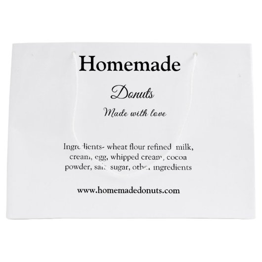 Eigene Donuts mit Liebe ergänzen Text-Website Große Geschenktüte (Vorderseite)