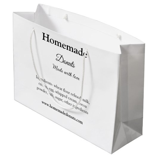 Eigene Donuts mit Liebe ergänzen Text-Website Große Geschenktüte (Rückseite Schrägansicht)