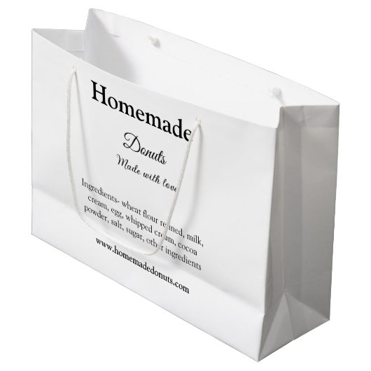 Eigene Donuts mit Liebe ergänzen Text-Website Große Geschenktüte (Vorderseite Schrägansicht)