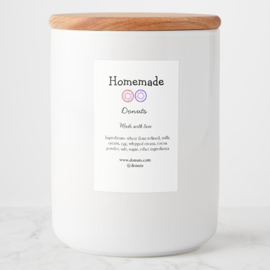 Eigene Donuts mit Liebe ergänzen Text-Website Lebensmitteletikett (Vorderseite)