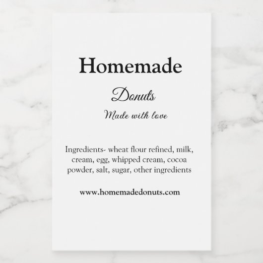 Eigene Donuts mit Liebe ergänzen Text-Website Lebensmitteletikett (Einzelnes Label)