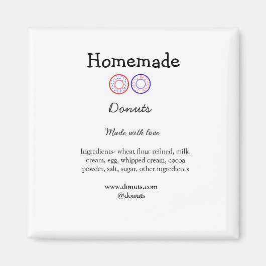 Eigene Donuts mit Liebe ergänzen Text-Website Magnet (Vorne)