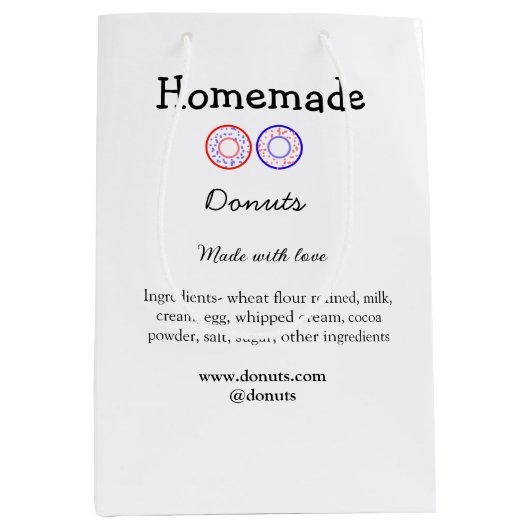 Eigene Donuts mit Liebe ergänzen Text-Website Mittlere Geschenktüte (Vorderseite)