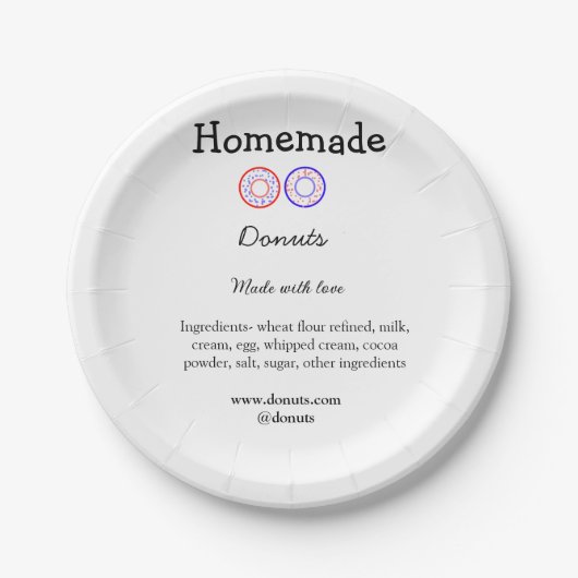 Eigene Donuts mit Liebe ergänzen Text-Website Pappteller (Vorderseite)