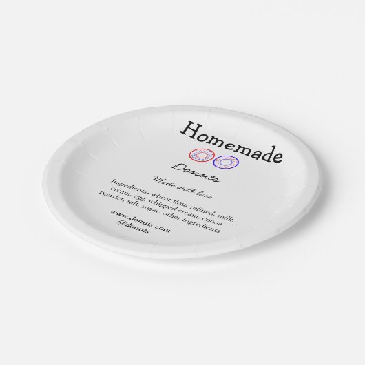 Eigene Donuts mit Liebe ergänzen Text-Website Pappteller (Schrägansicht)