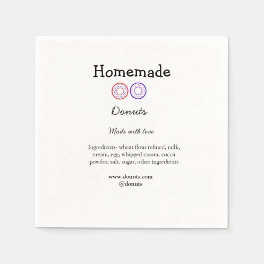 Eigene Donuts mit Liebe ergänzen Text-Website Serviette (Vorderseite)