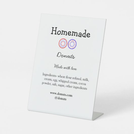 Eigene Donuts mit Liebe ergänzen Text-Website Sockelschild (Vorderseite)