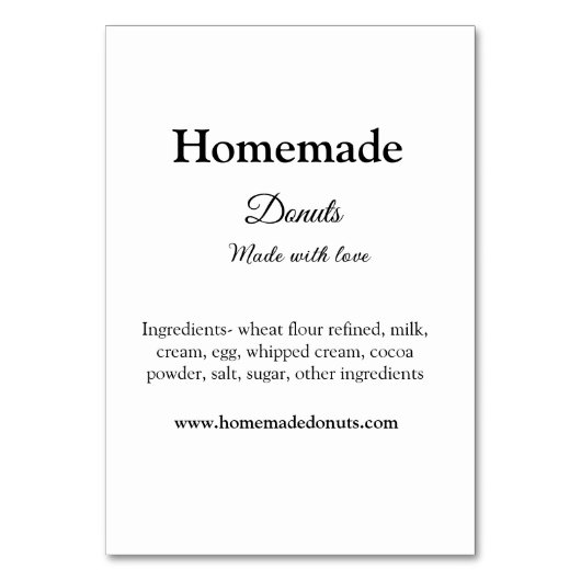 Eigene Donuts mit Liebe ergänzen Text-Website Tischnummer (Rückseite)