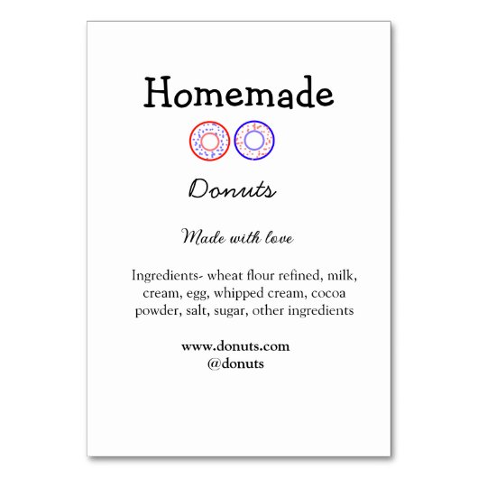 Eigene Donuts mit Liebe ergänzen Text-Website Tischnummer (Rückseite)