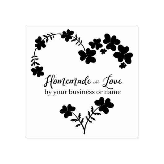 Eigene Eigenmarke mit Liebe Zitat Blume Herz Gummistempel (Prägung)