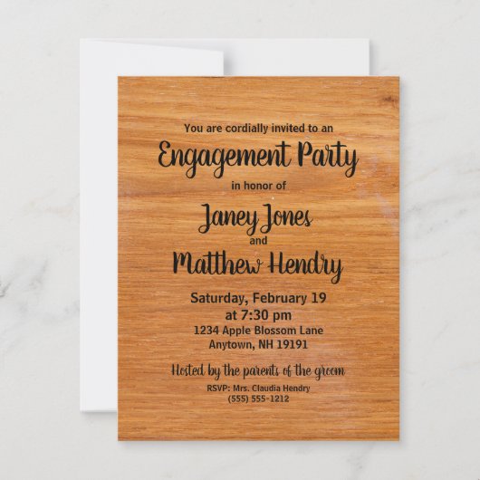 Eigene Einladung der rustikalen Holzeinsatzpartei (Vorderseite)