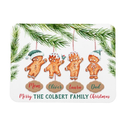 Eigene Familiennamen Weihnachts-Lebkuchenkunst Magnet (Horizontal)