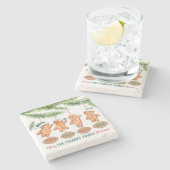 Eigene Familiennamen Weihnachts-Lebkuchenkunst Steinuntersetzer (Seitenansicht)