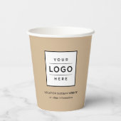 Eigene Firmenlogos Beige mit Markenbezeichnungen Pappbecher (Rückseite)