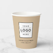 Eigene Firmenlogos Beige mit Markenbezeichnungen Pappbecher (Vorderseite)