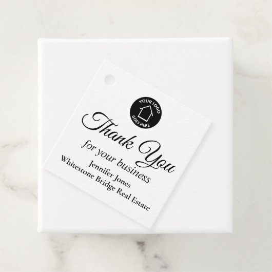 Eigene Firmenlogos für Real Anwesen - Vielen Dank Geschenkanhänger (Beispiel)