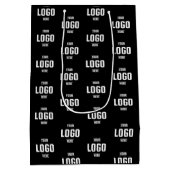 Eigene Firmenlogos - Schwarz Mittlere Geschenktüte (Rückseite)