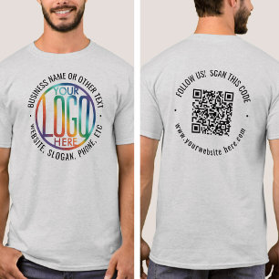 Eigene Firmenlogos und QR-Code auf der Vorderseite T-Shirt