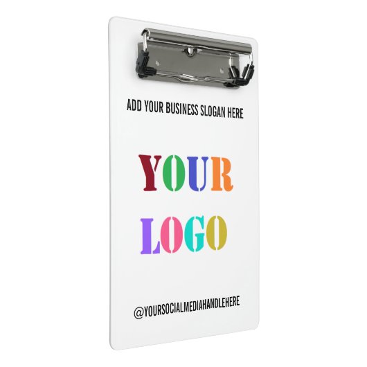 Eigene Firmenlogos Werbeaktion Social Media Name Mini Klemmbrett (Schrägansicht)