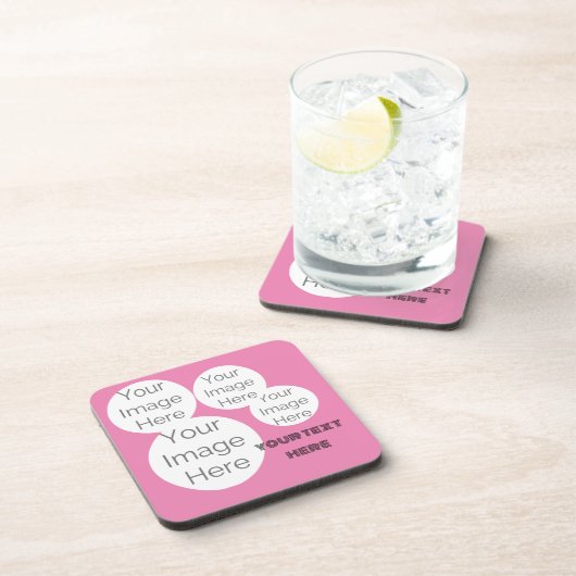 eigene Foto-Textvorlage rosa erstellen Getränkeuntersetzer (Rechte Seite)