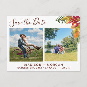 Eigene Fotos für Herbst Save the Date Ankündigungspostkarte