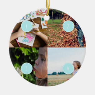 eigene Fotos hinzufügen Anpassbare 4-Bild-Ornament Keramik Ornament