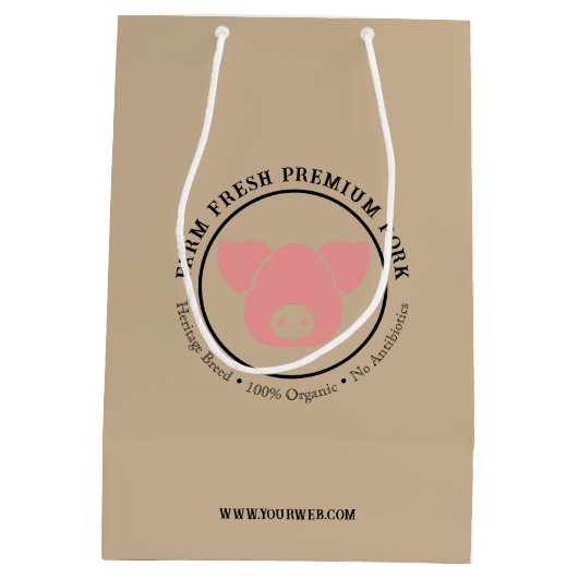 Eigene Frische Premium-Pork-Logo Mittlere Geschenktüte (Rückseite)