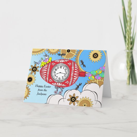 Eigene Front, Steampunkoster, fliegendes Ei Feiertagskarte (Vorderseite)