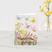 Eigene Frühlingsblumen und Schmetterling zum Gebur Karte (Gelbe Blume)