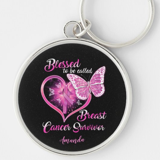 Eigene gesegnete Bezeichnung Brustkrebsüberleben Schlüsselanhänger (Vorne)