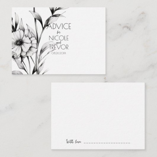 Eigene Gestaltung - 3 B&W-Wildblumen Hinweiskarte (Vorne/Hinten)