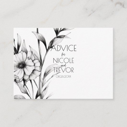 Eigene Gestaltung - 3 B&W-Wildblumen Hinweiskarte (Vorderseite)