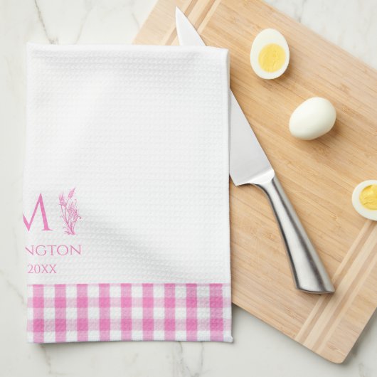 Eigene Gingham Monogram Geschirrtuch (Viertel Falte)