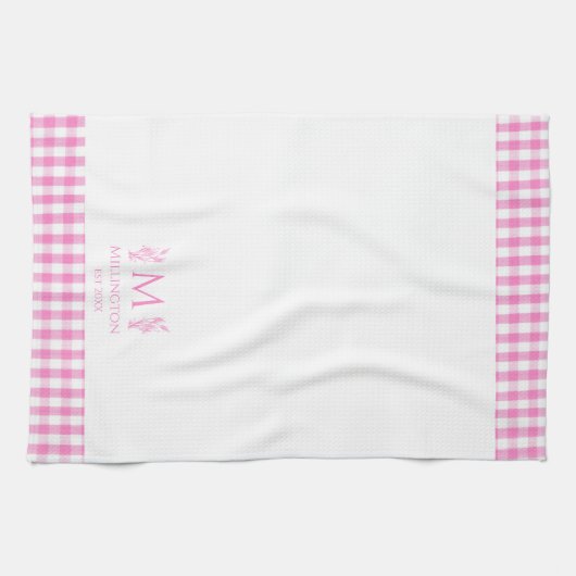 Eigene Gingham Monogram Geschirrtuch (Horizontal)
