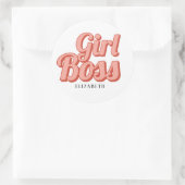Eigene Girl Boss Retro-Bezeichnung Runder Aufkleber (Tasche)