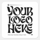 Eigene Groovy-Retro für Firmenlogos Quadratischer Aufkleber (Vorderseite)
