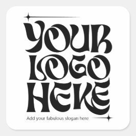 Eigene Groovy-Retro für Firmenlogos Quadratischer Aufkleber