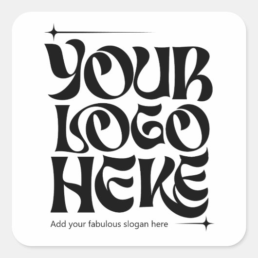 Eigene Groovy-Retro für Firmenlogos Quadratischer Aufkleber (Vorderseite)