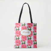 Eigene große rosa Rosen Blumenart Tasche (Vorderseite)