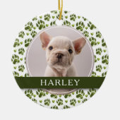 Eigene grüne Pfoten Print 2 Foto Keramik Ornament (Vorne)