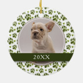 Eigene grüne Pfoten Print 2 Foto Keramik Ornament (Hinten)