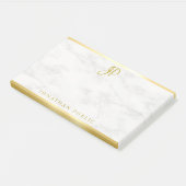 Eigene handgeschriebene Monogram, weißes Marmor Go Post-it Klebezettel (angewinkelt)