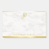 Eigene handgeschriebene Monogram, weißes Marmor Go Post-it Klebezettel (Vorderseite)