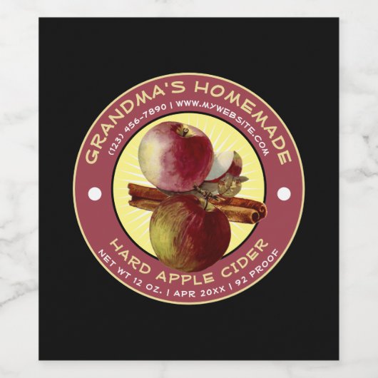 Eigene Hard Apple Cider Vorlage Weinetikett (Einzelnes Label)
