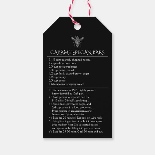 Eigene, hausgemachte Caramel-Pecan-Bars Honey-Labe Geschenkanhänger (Rückseite)