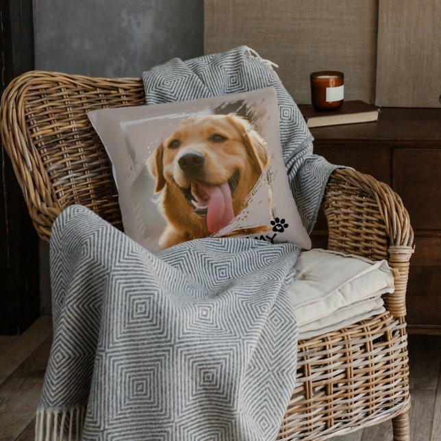 Eigene Haustiere Freunde Foto & Name Throw Kissen  (Custom Pet Friends Photo & Name Throw Pillow Gift)